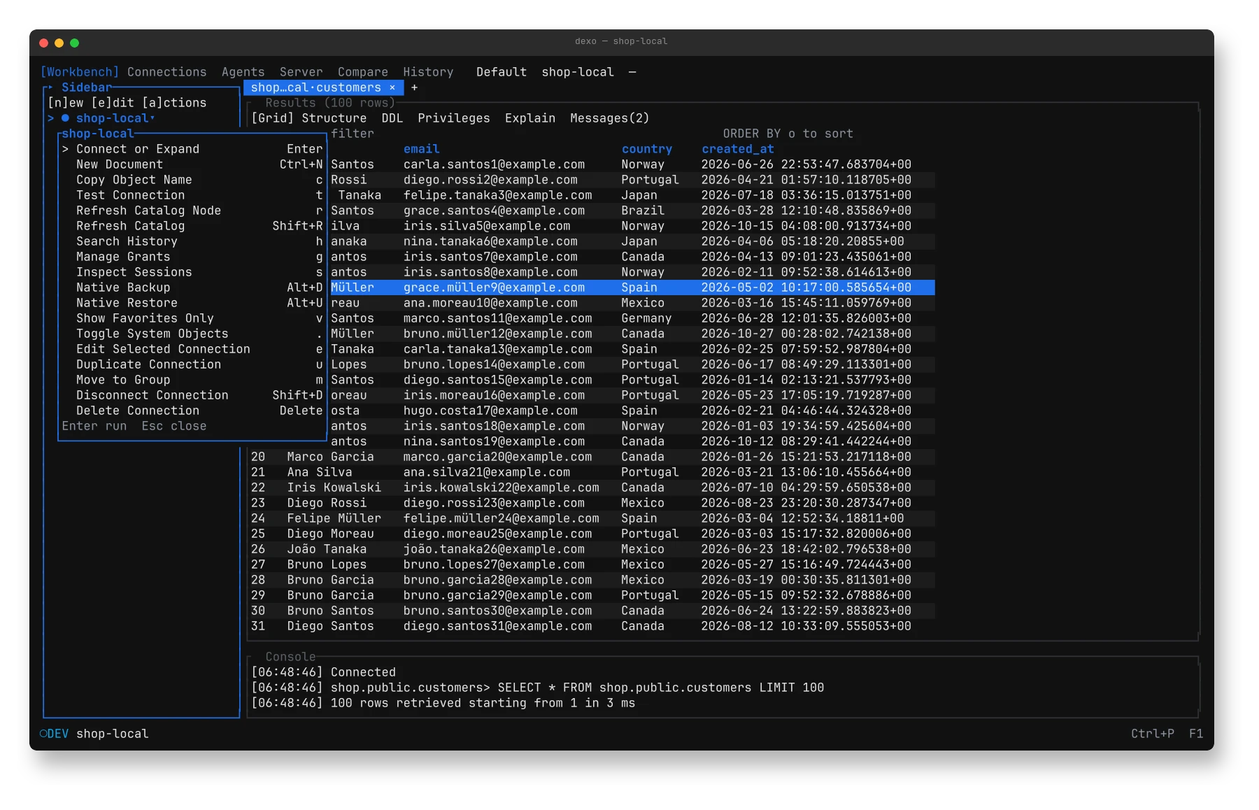 Node actions