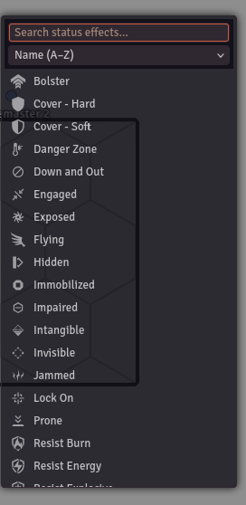 The enhanced palette: a search box, a sort dropdown, and a labelled scrolling list of effects