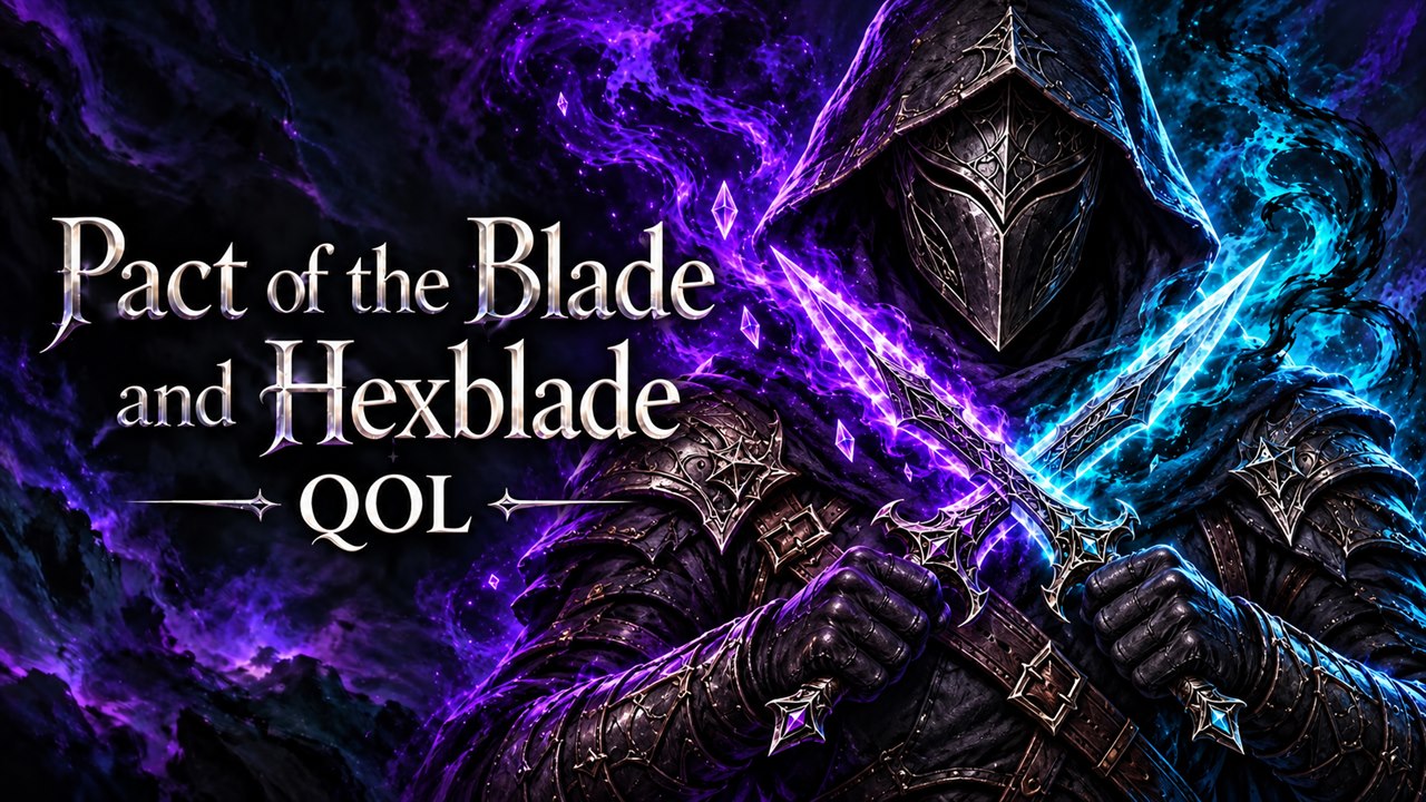 A warlock with two bound weapons