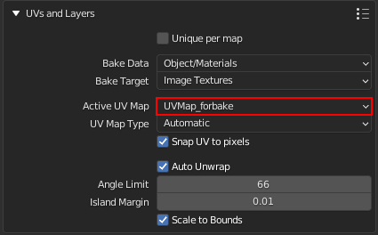 UV Layer for bake
