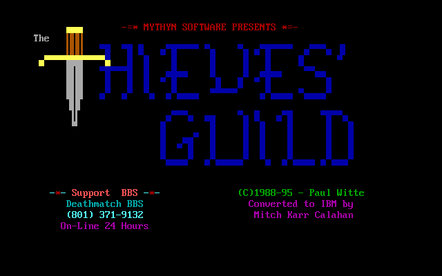 Title screen for the PC/ANSI version of Thieves' Guild