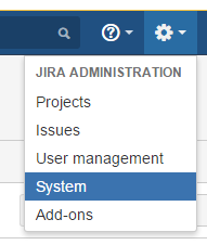 jira system menu