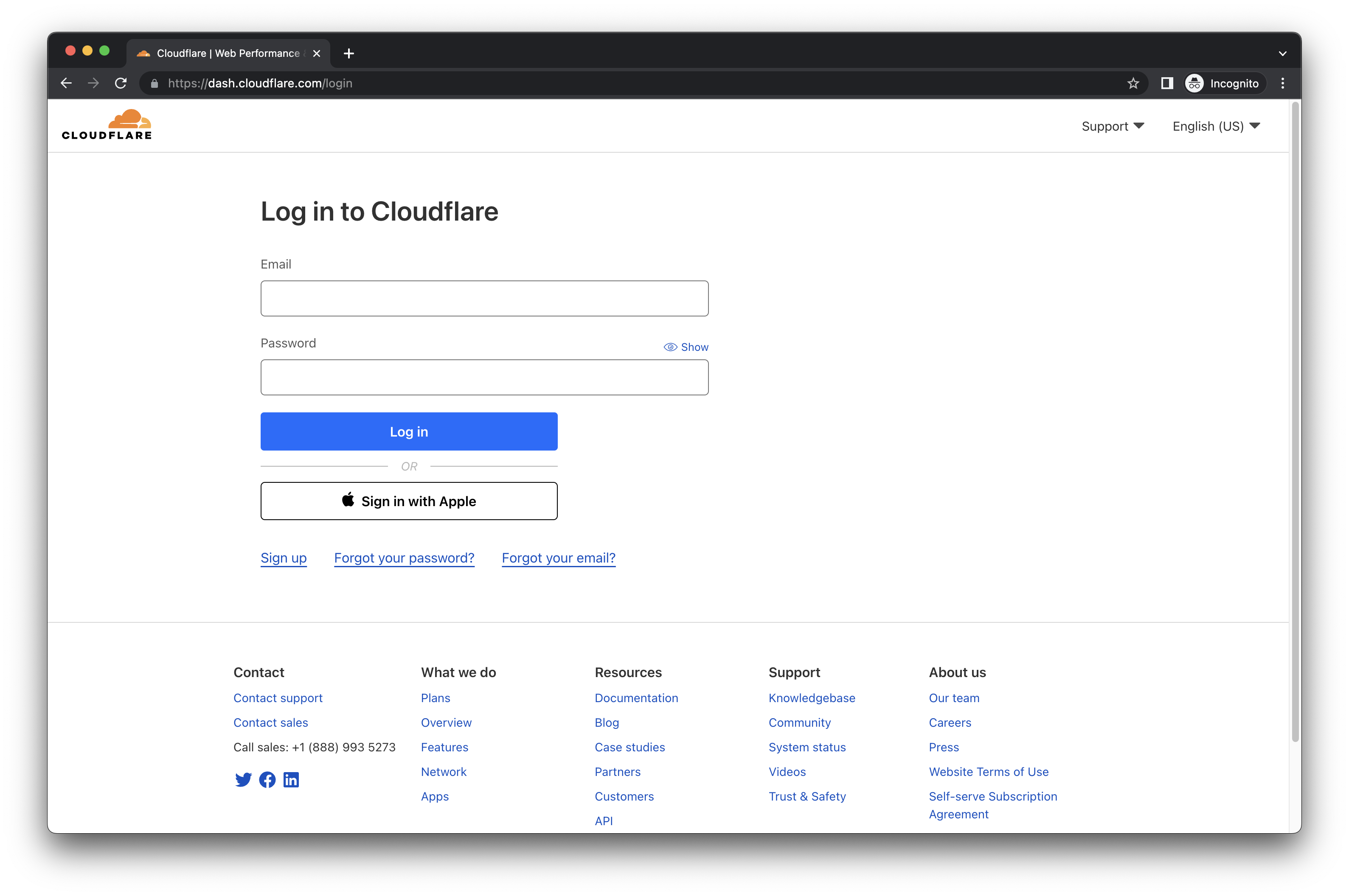 Cloudflare sign-in