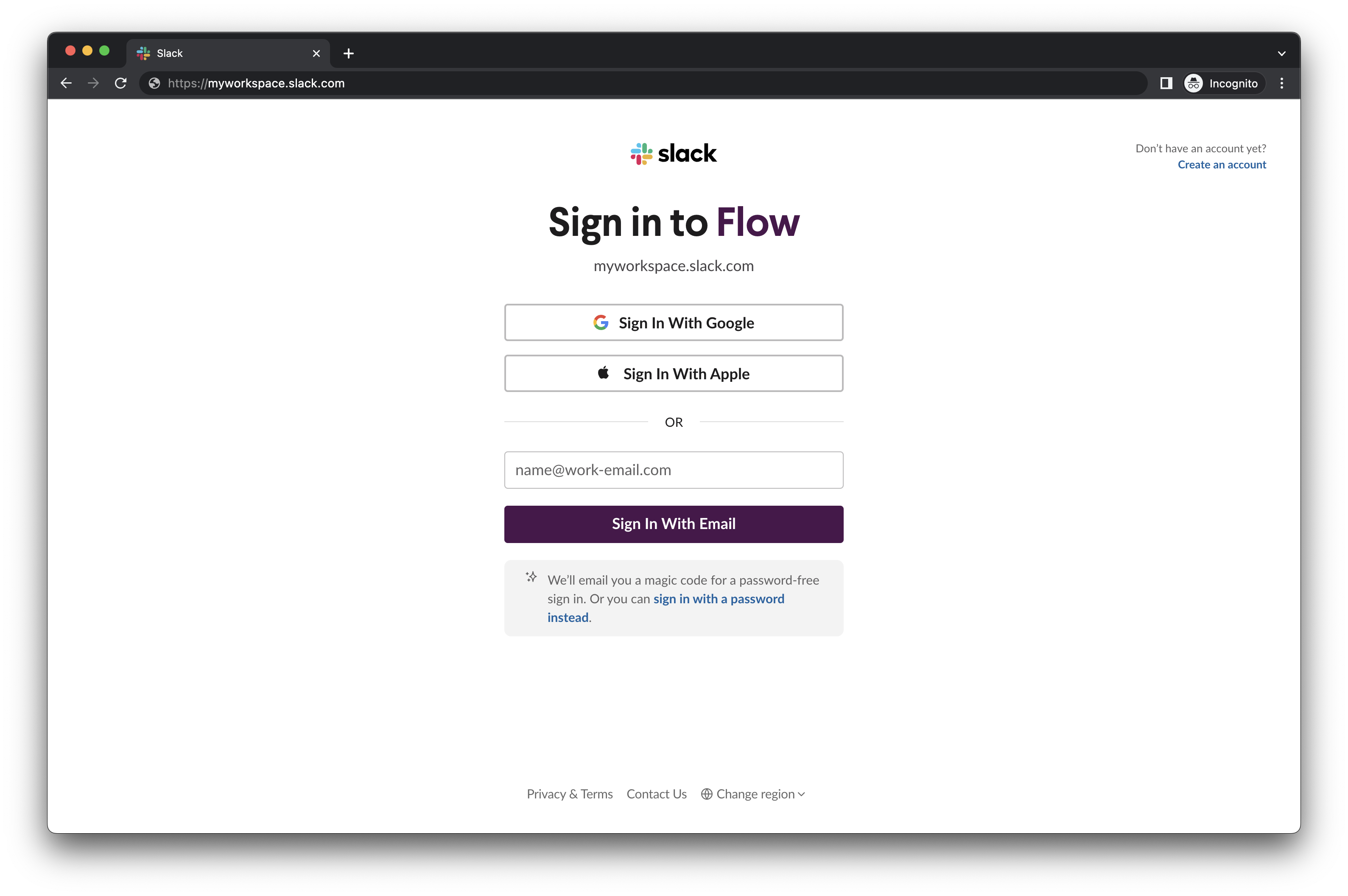 Slack sign-in