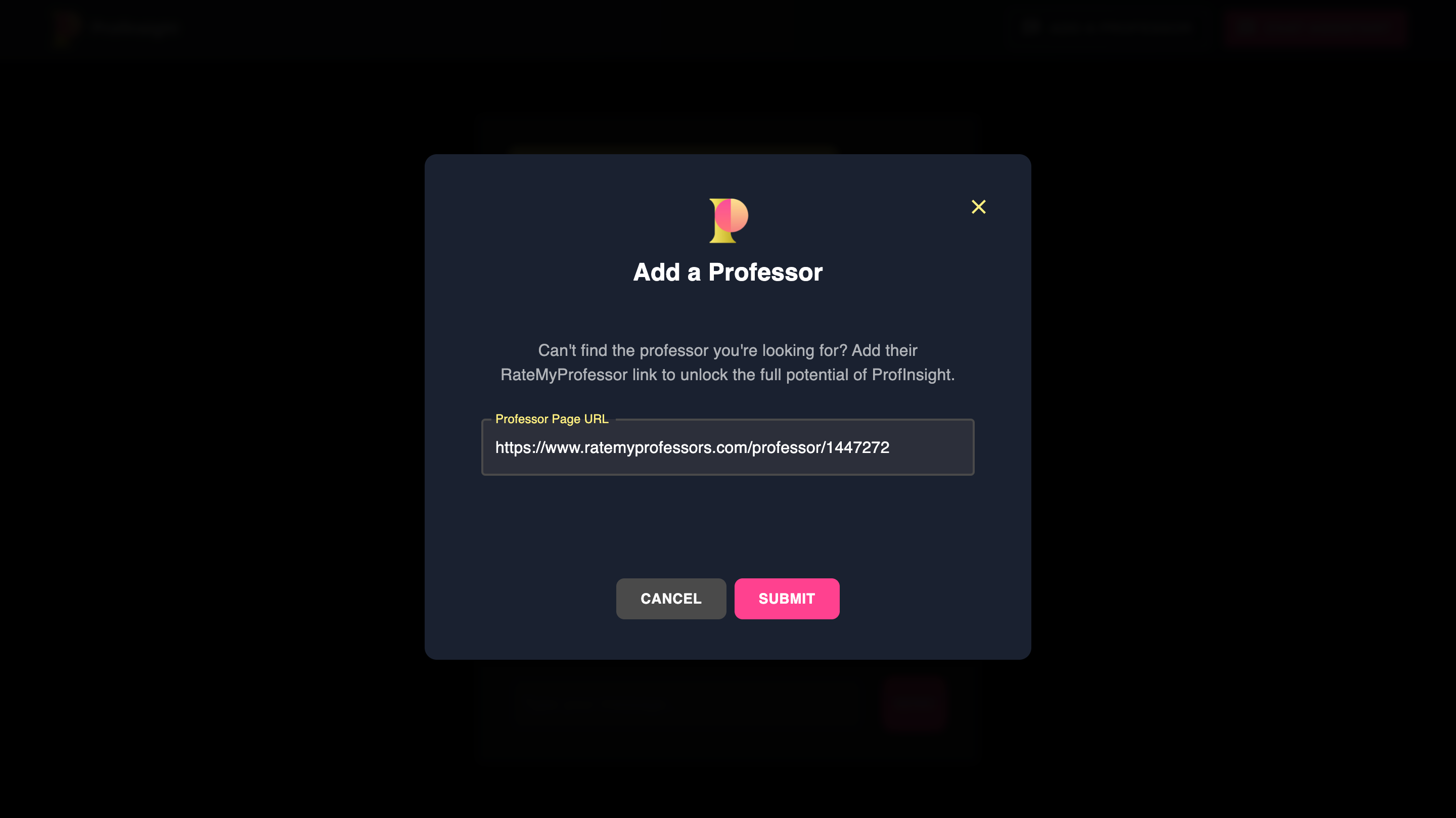 ProfInsight Add Professor