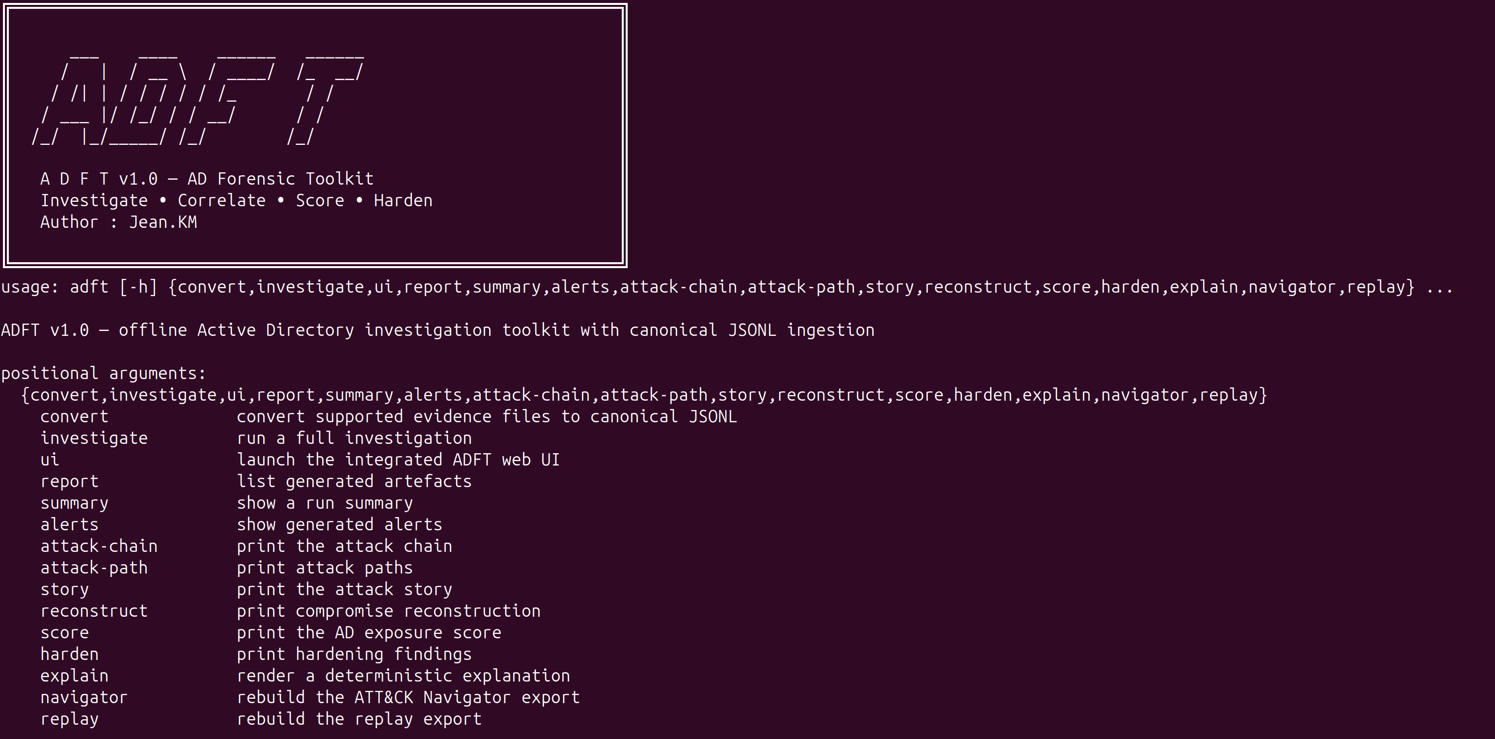 ADFT CLI summary