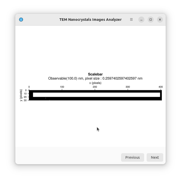 The scale bar as seen by the program.