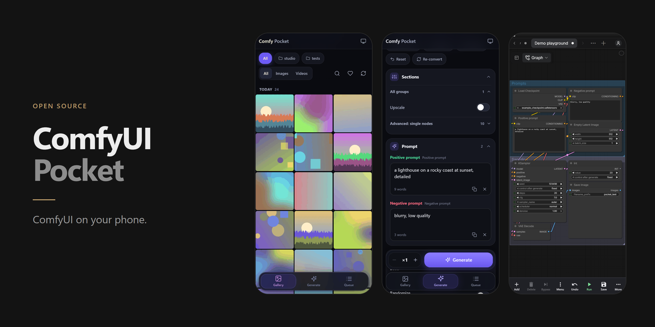 ComfyUI Mobile Pocket: ComfyUI mobile interface for phones