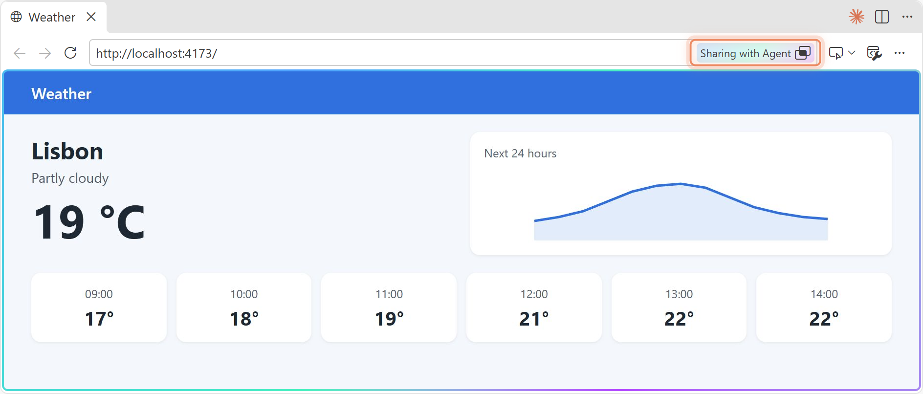 A page in the integrated browser, shared with Claude