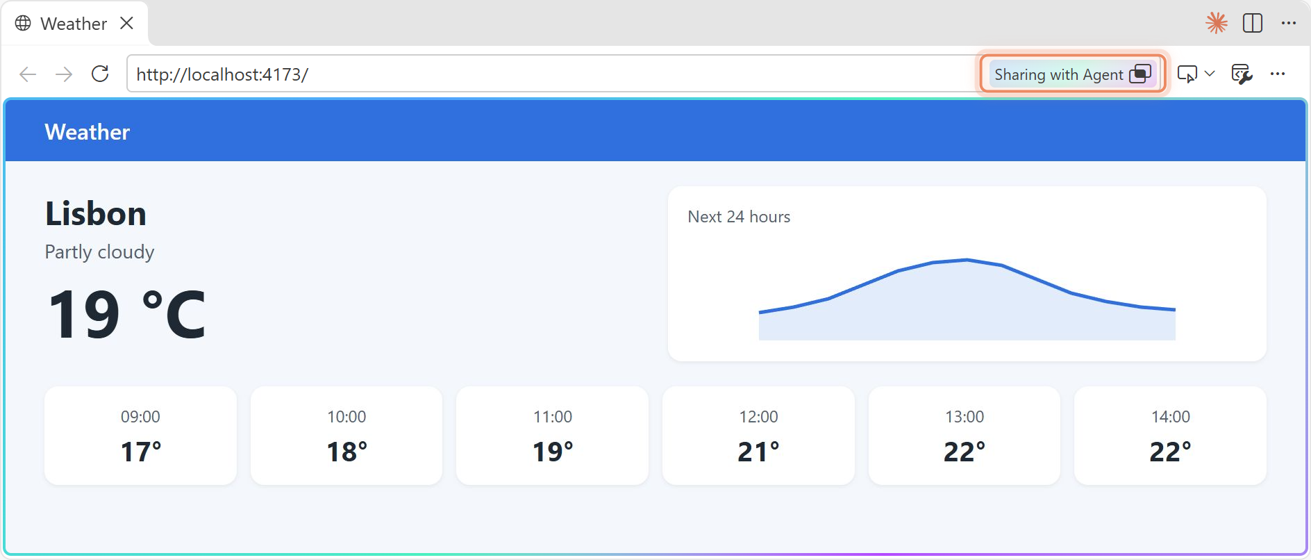 A page in the integrated browser, shared with Claude