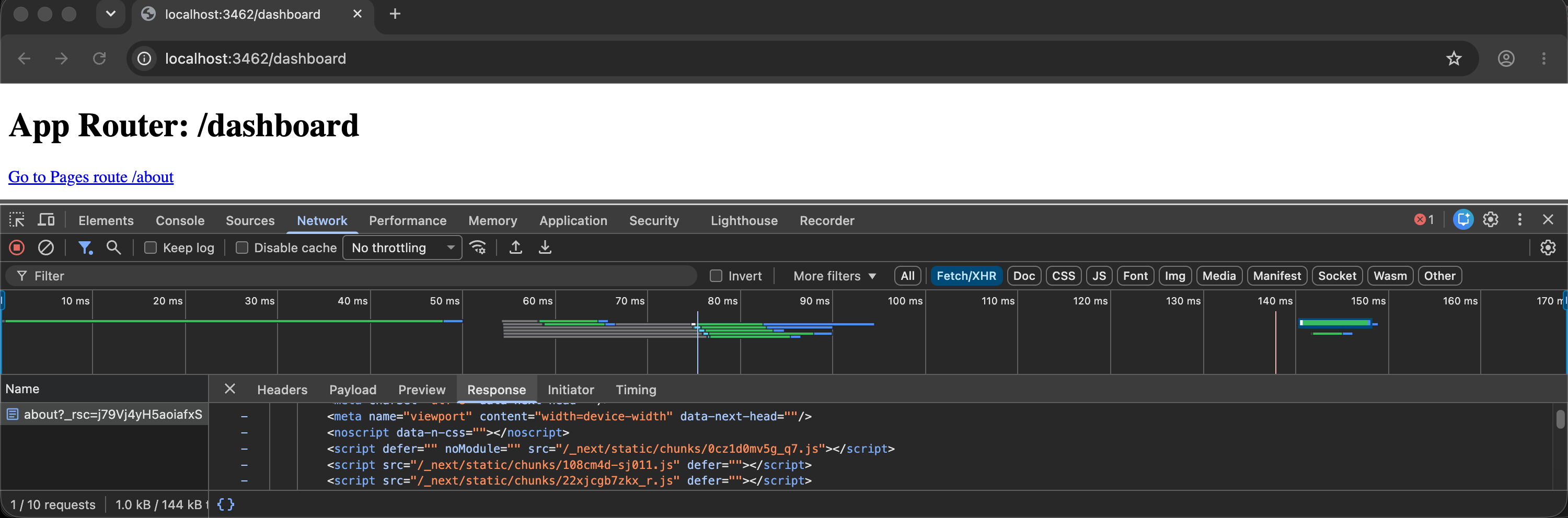 Response of the RSC prefetch is the HTML document