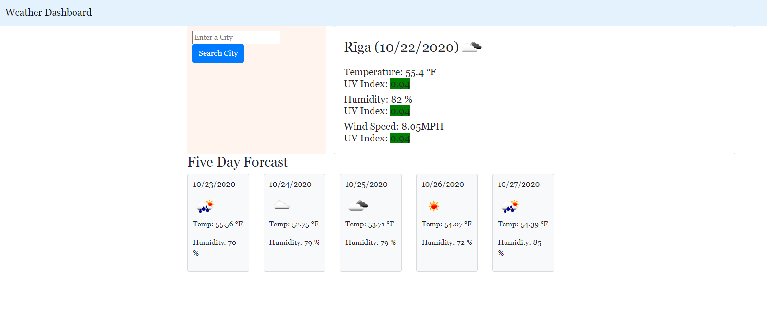 weather dashboard