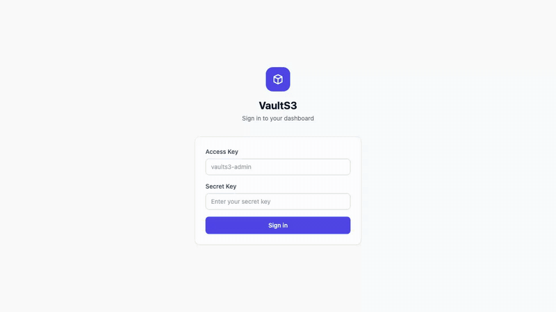 VaultS3 Dashboard Demo