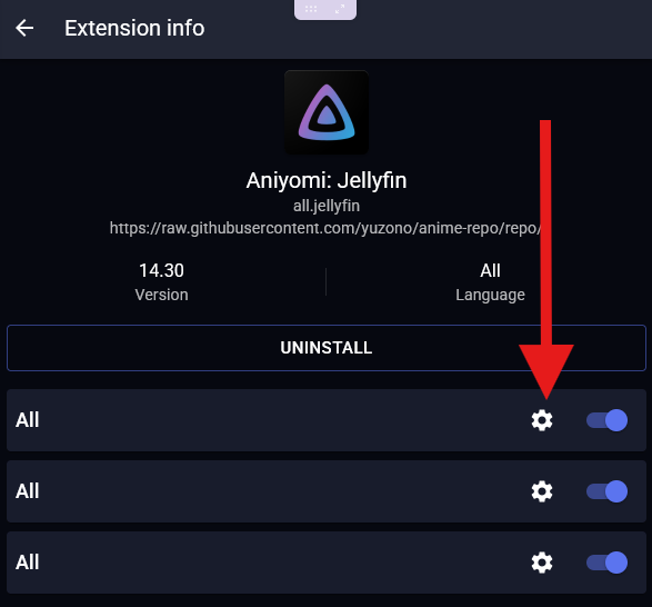 Screenshot of Jellyfin settings for instances