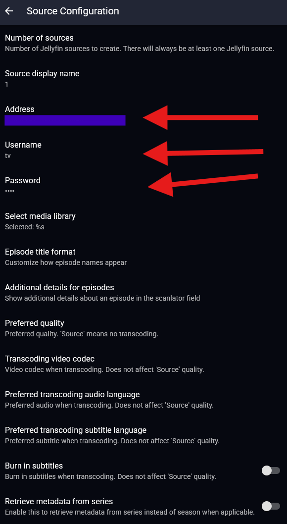 Screenshot of Jellyfin server settings