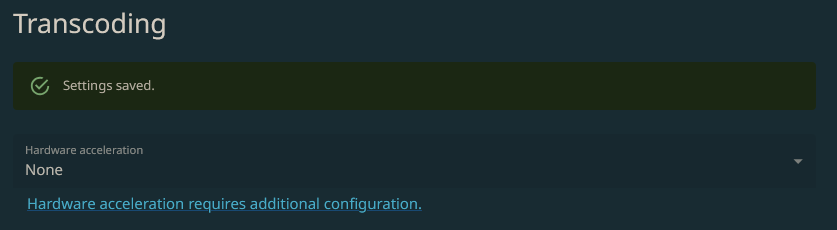 Screenshot of transcoding disabled from Jellyfin's dashboard