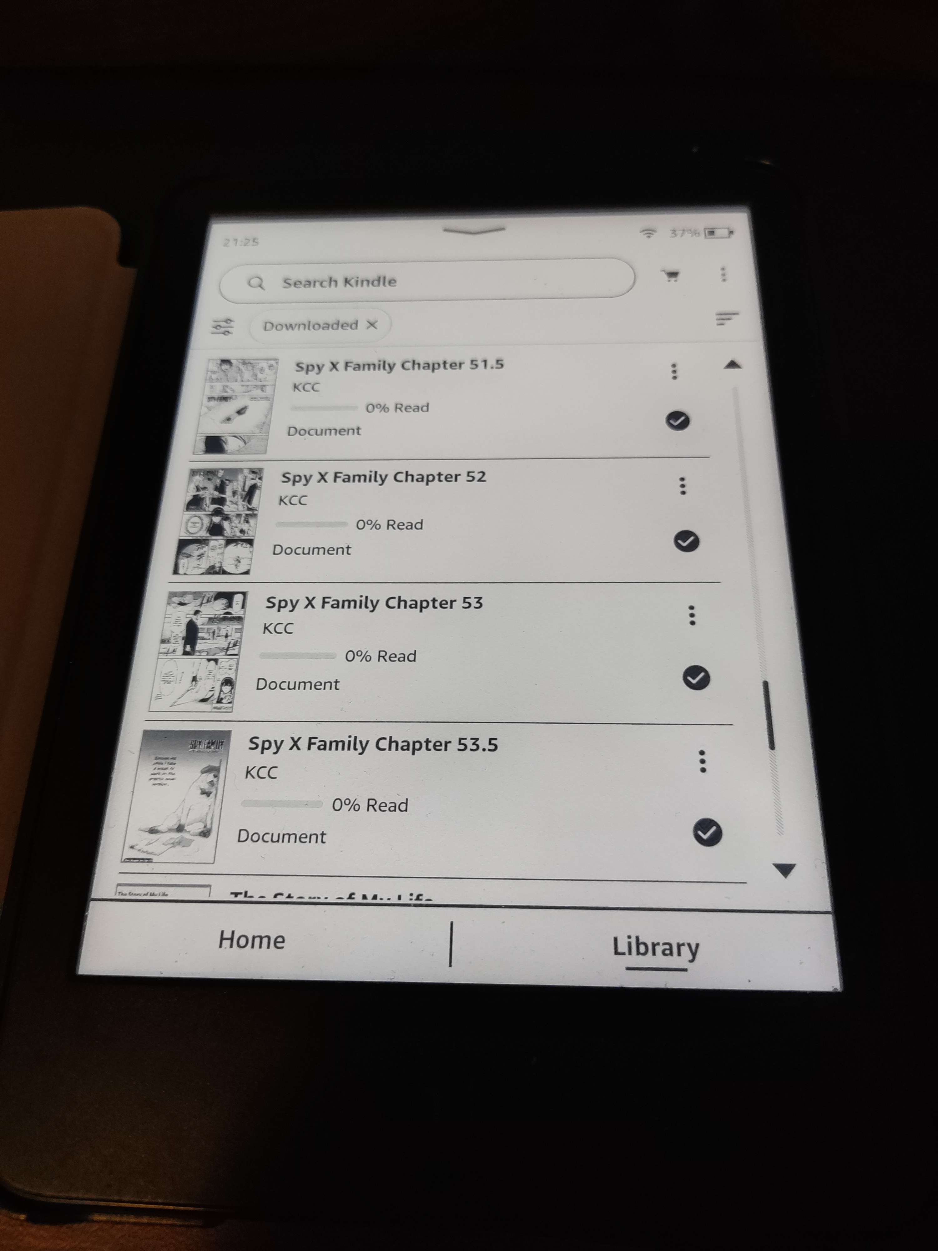 kindle 11 showing chapters finished downloading