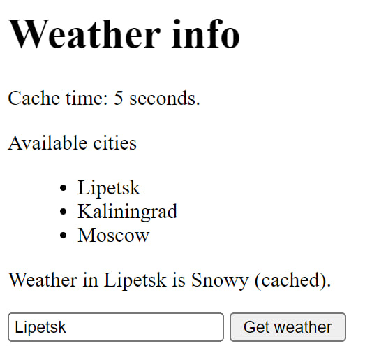 Get cached city weather