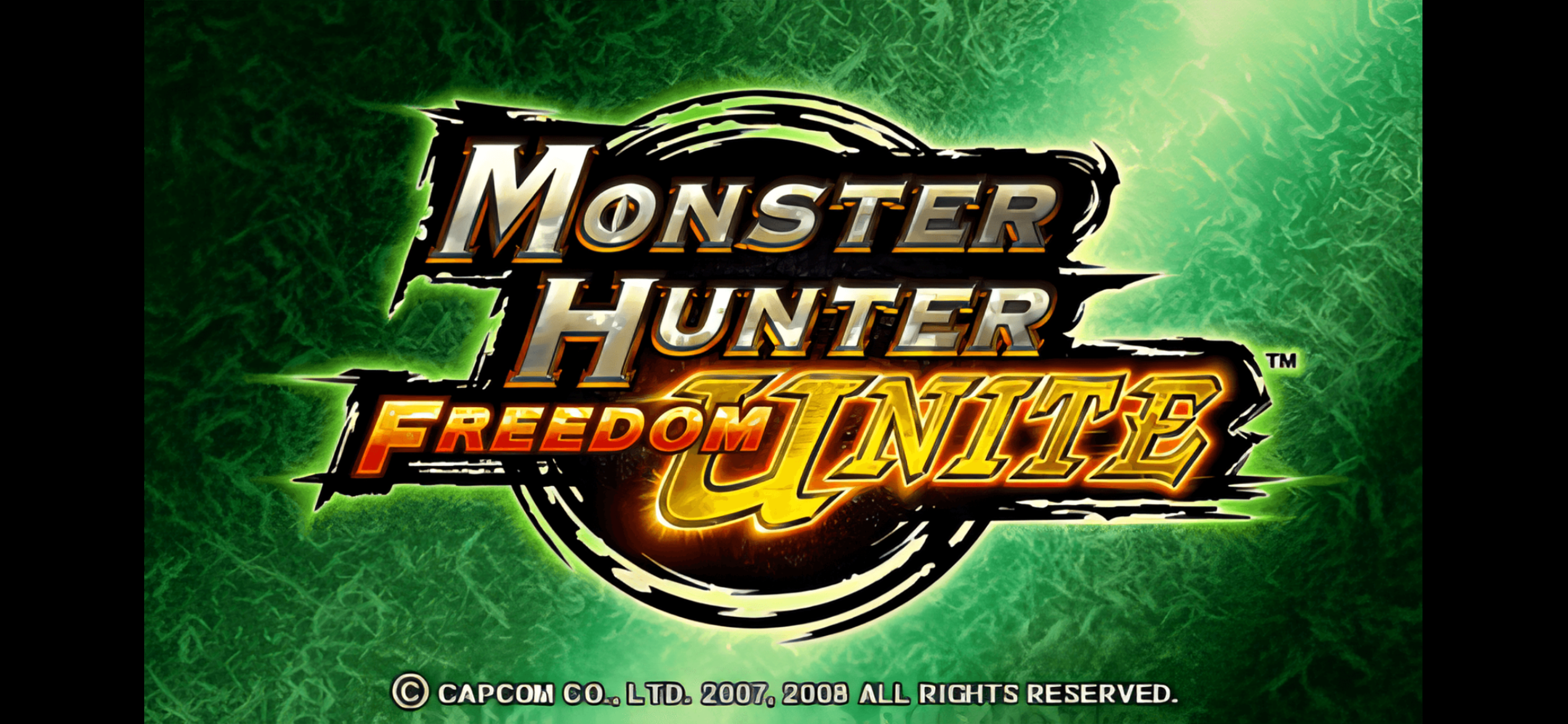 Main title of game Monster Hunter Freedom Unite, taken in my PPSSPP.