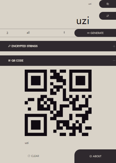 Screenshot of the expanded qr code view