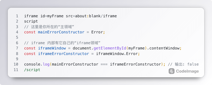 instanceof 跨领域检测失效示意图