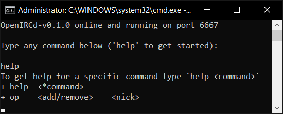 A screenshot of OpenIRCd