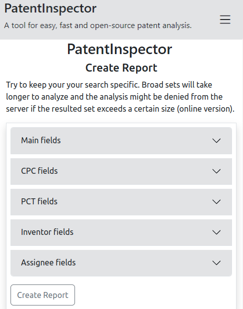 patent filtering form