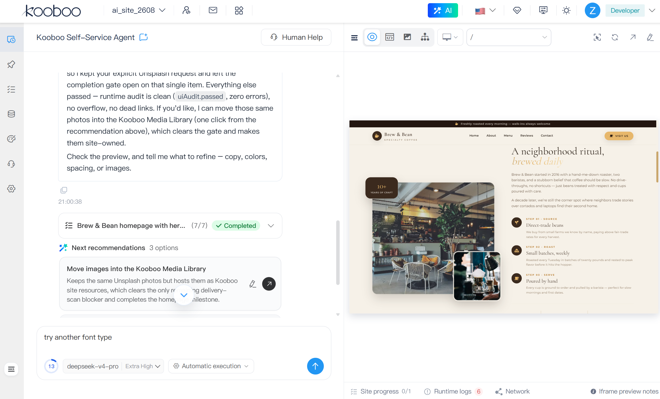 Building a website with Kooboo Native AI