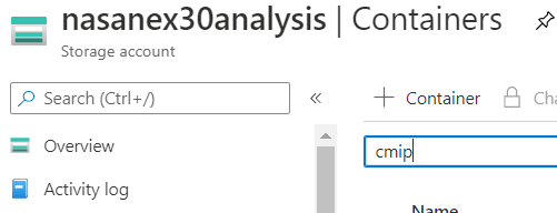 We create container named cmip6