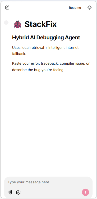 StackFix system landing screen