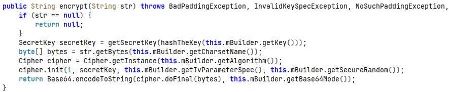 Encryption.encrypt() method