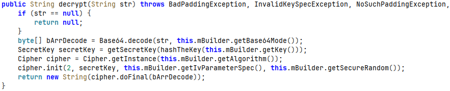 Encryption.decrypt() method