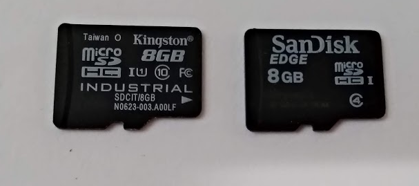 Two brands of SD card