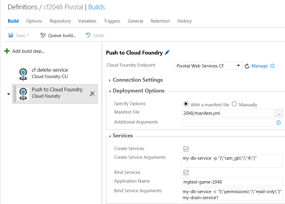 Cloud Foundry Build Tasks