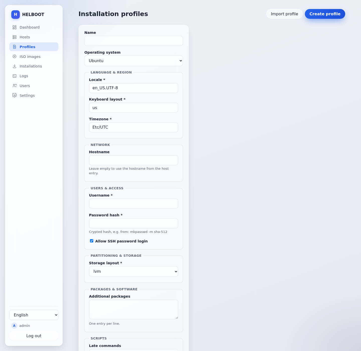 Profile form generated from a provider's settings schema