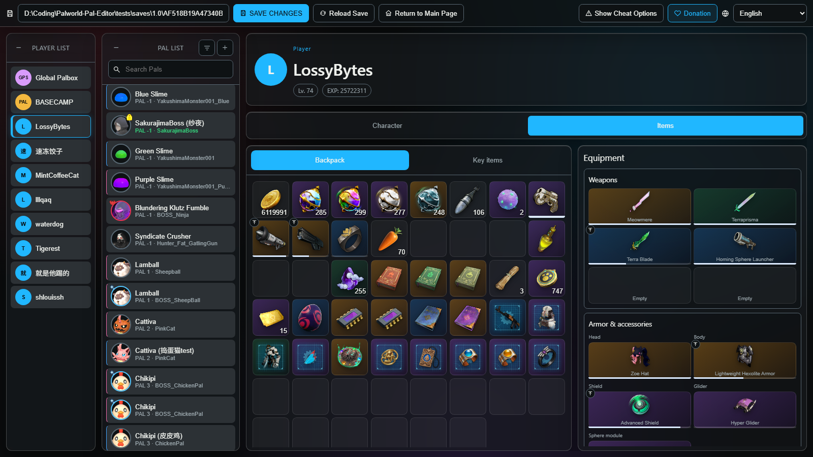 Inventory editor