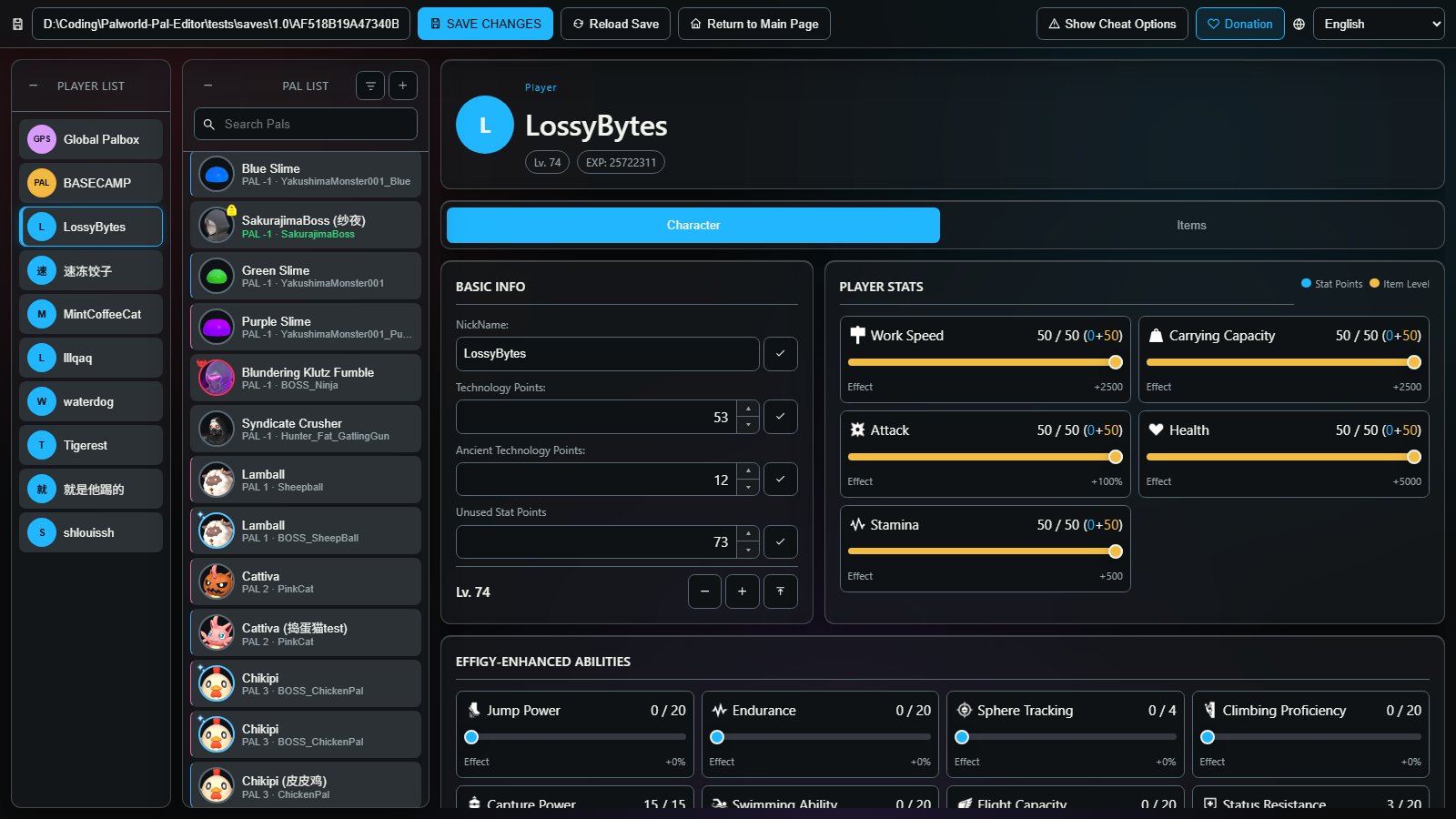 Player editor