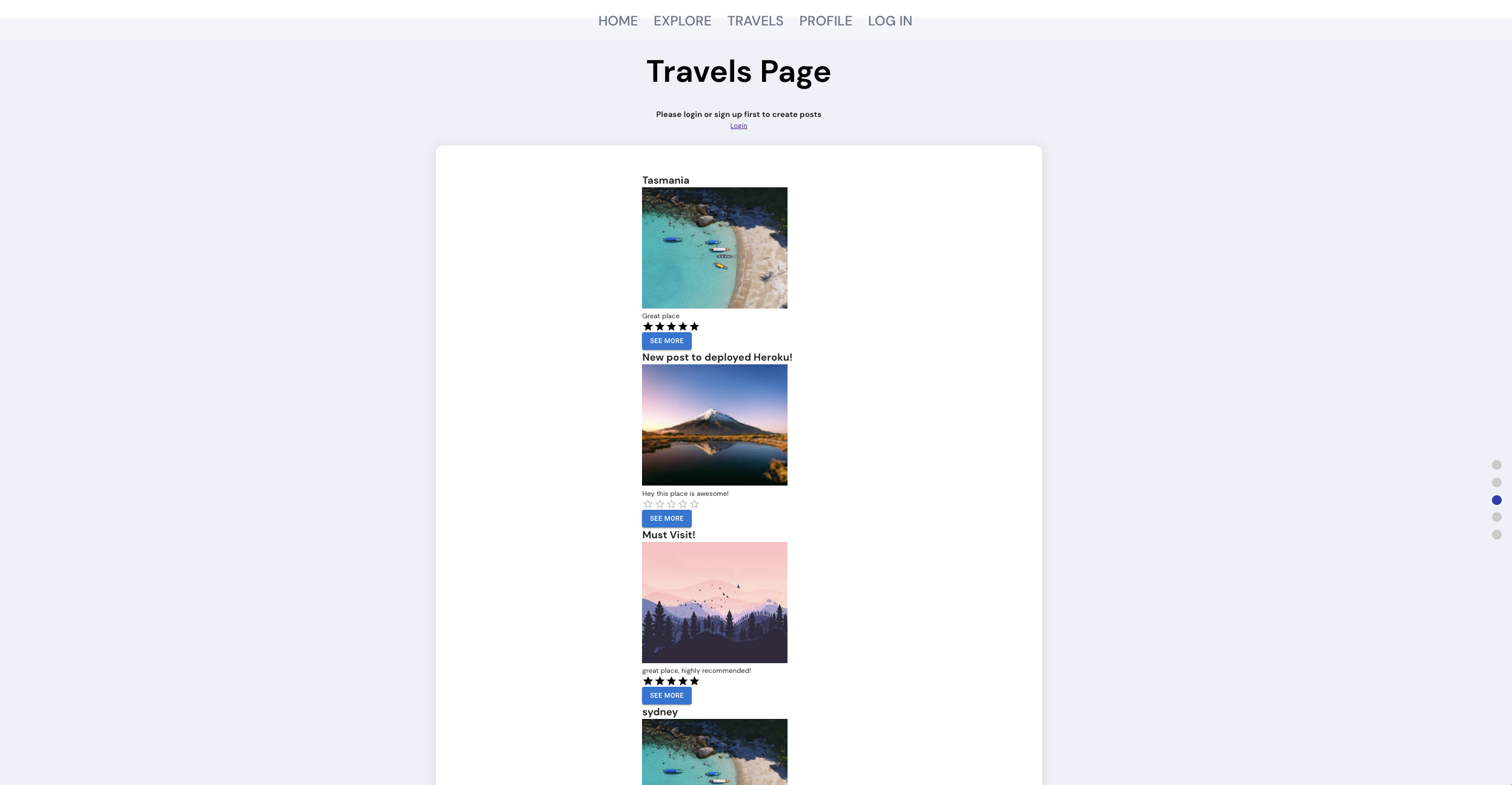 travels page