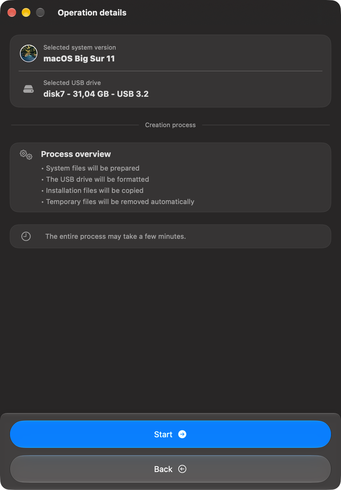 macOS installer workflow details