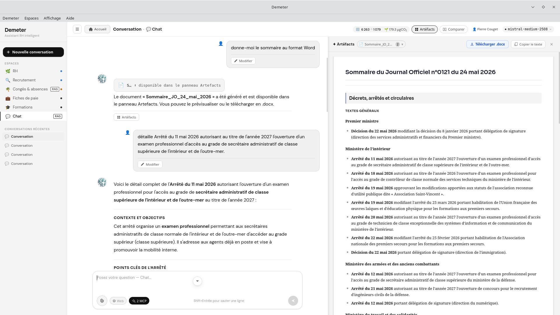 mcp-legifrance en action dans Demeter