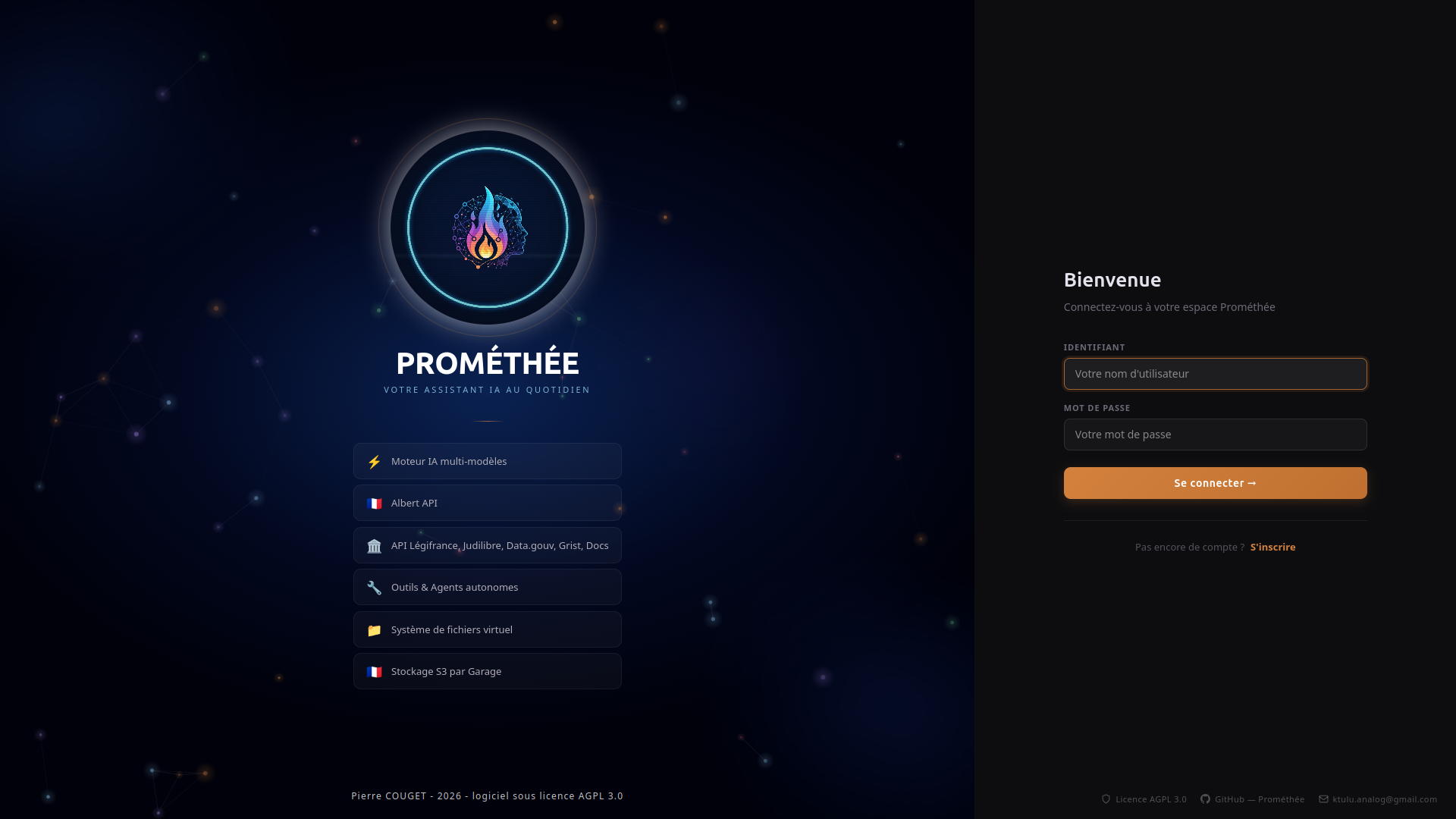Ecran de connexion