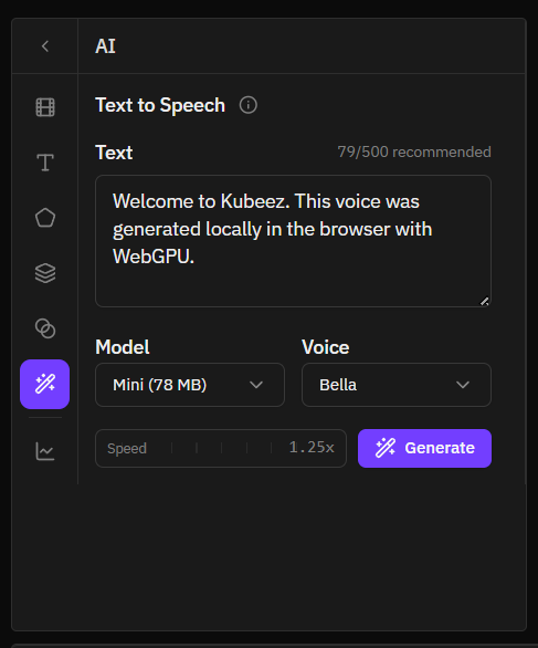 Text to Speech in the AI panel