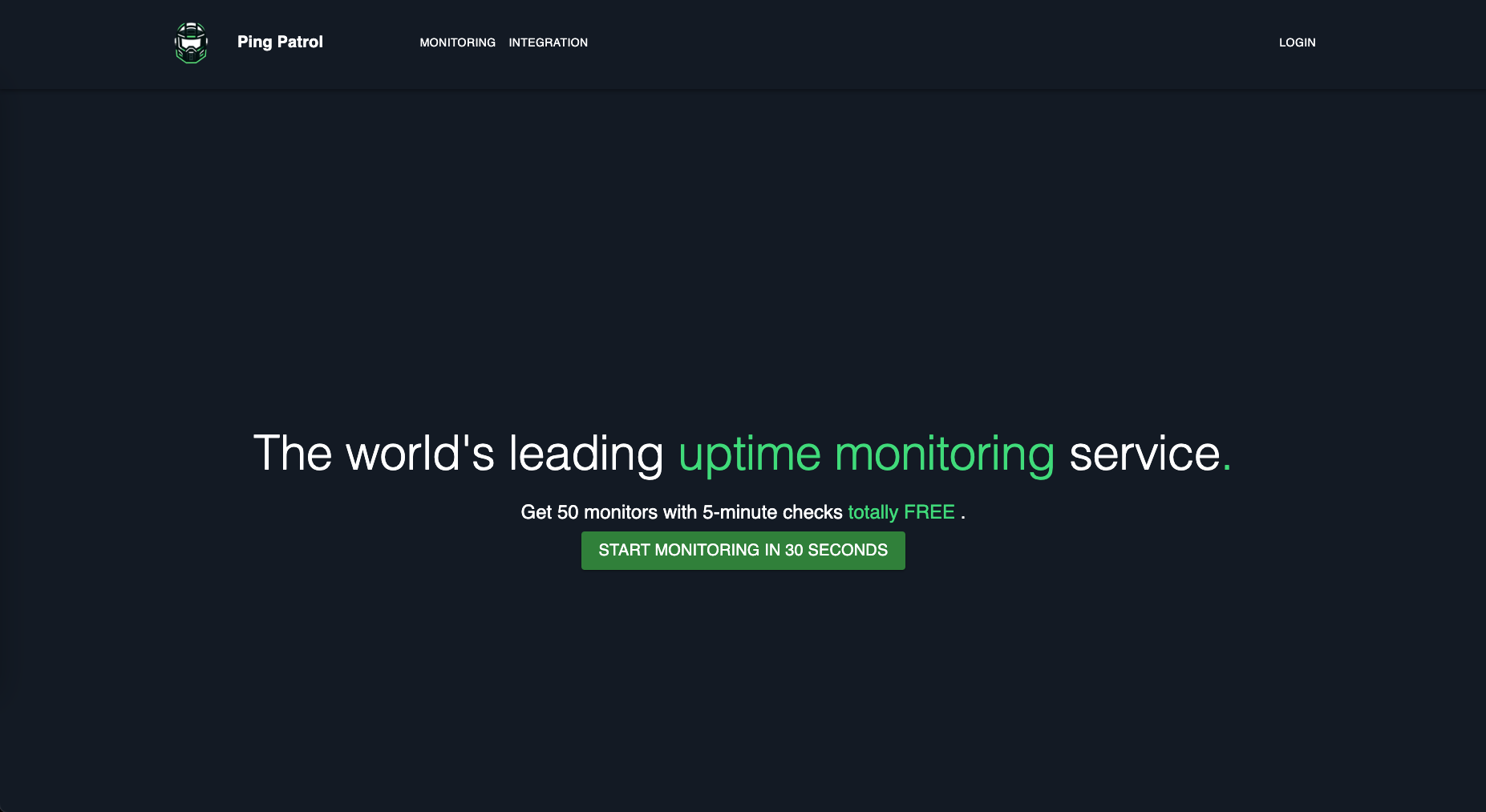 Ping Patrol Landing Page