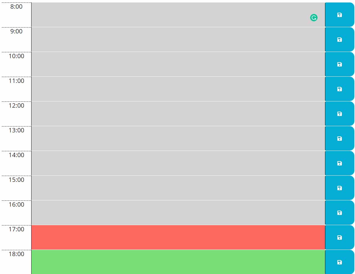 Time blocks color depending on the time