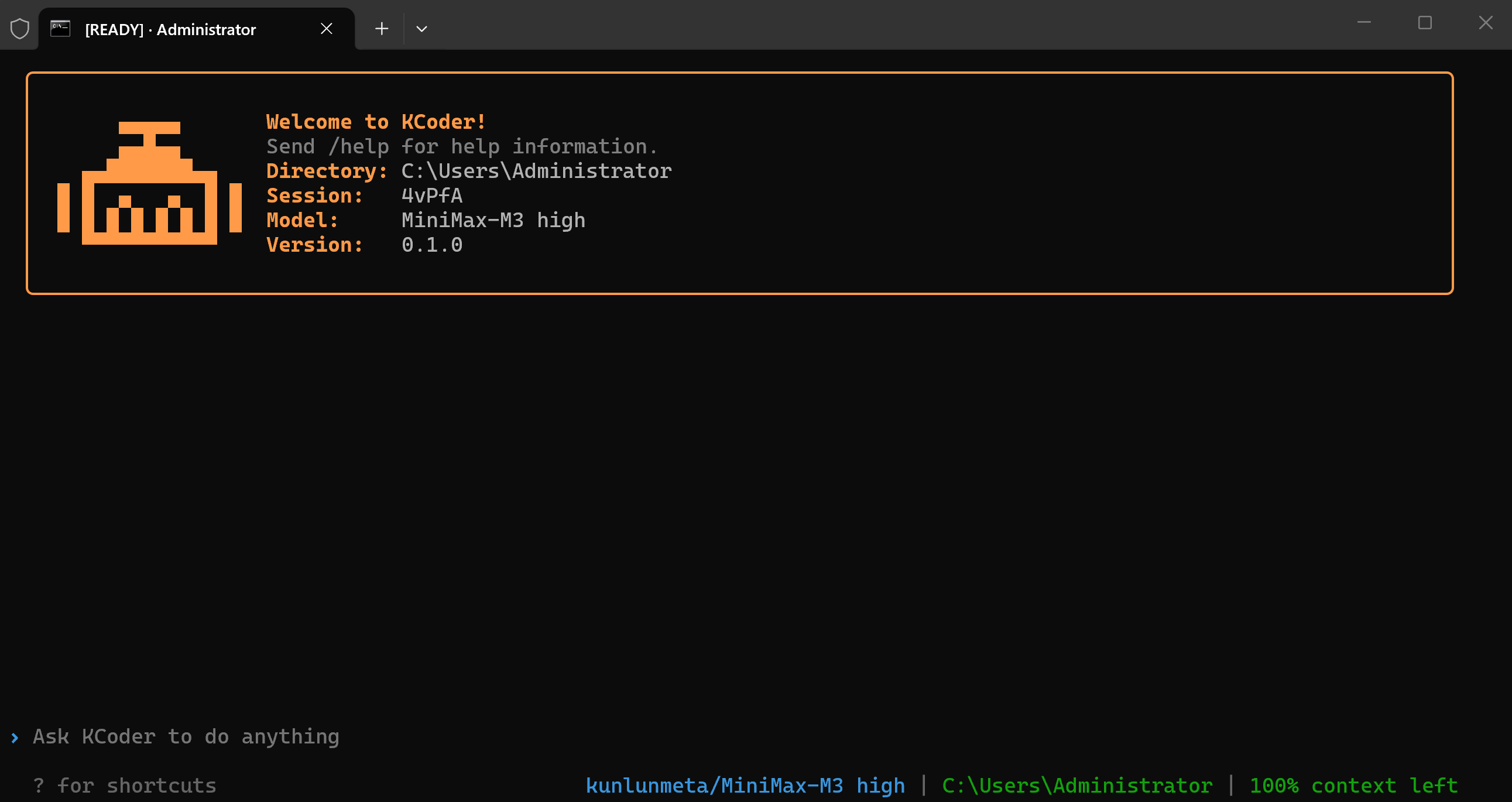 KCoder TUI in Windows Terminal