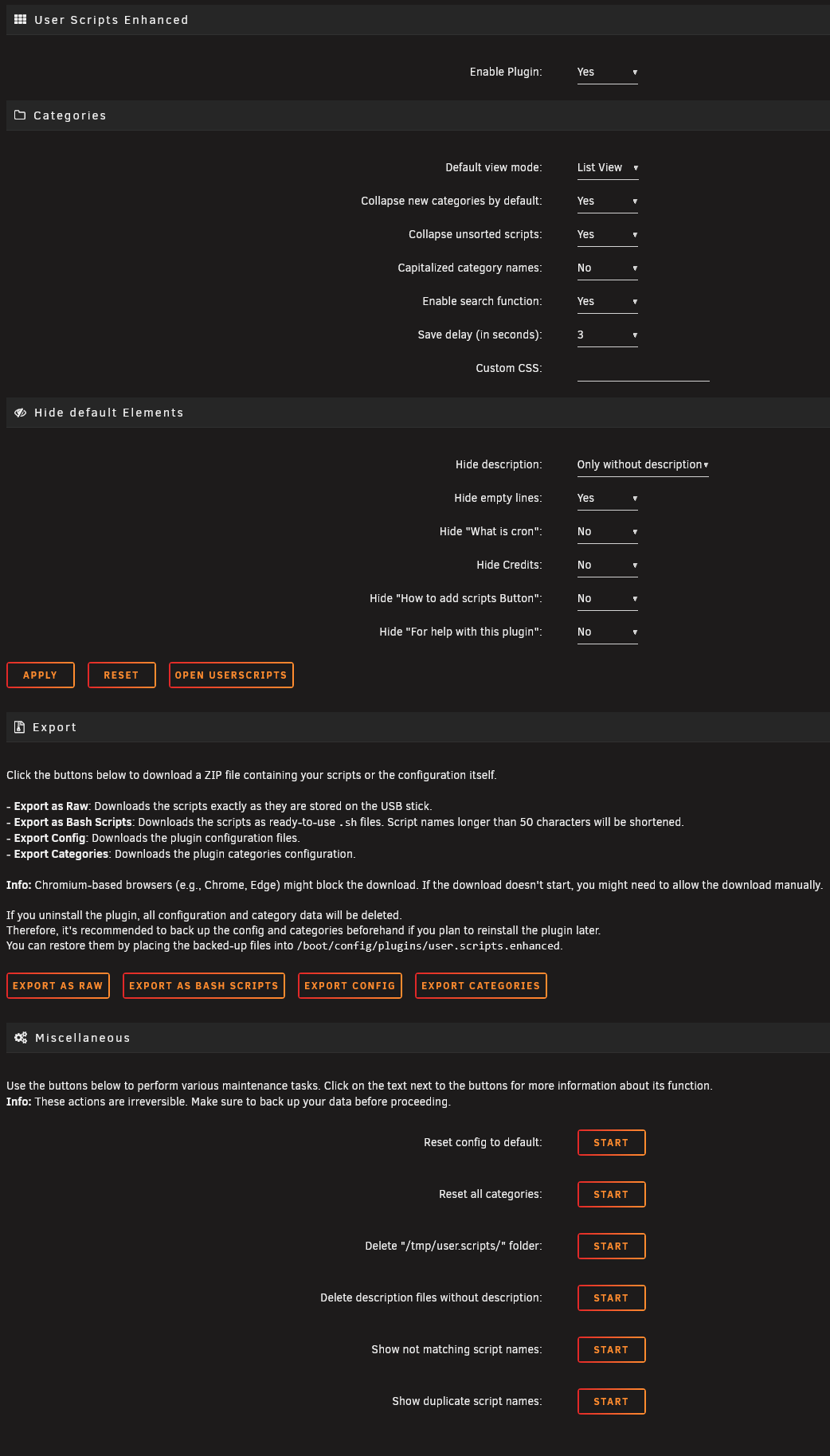 Settings Page
