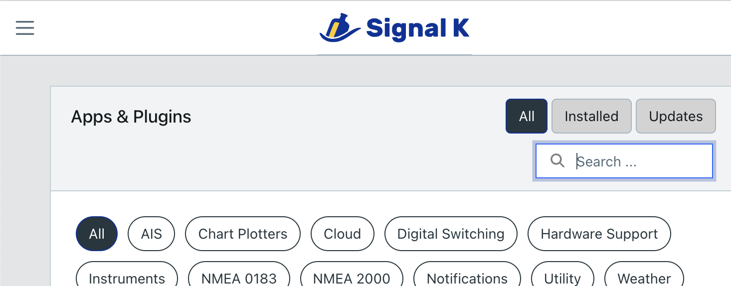 Signal K AppStore search