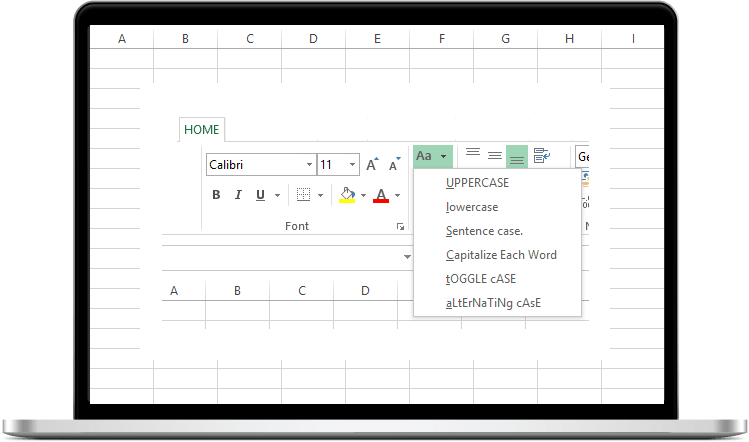 Change Case option in Home Tab