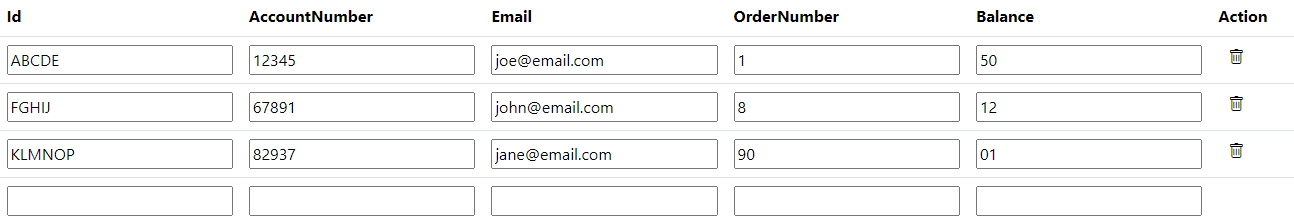 array populated form