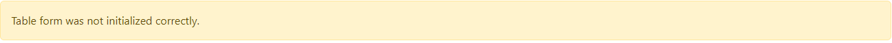 failed to initialize table